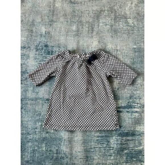 Carter's Dark Navy White Printed Shirt with Bow Top - Picture 1 of 3